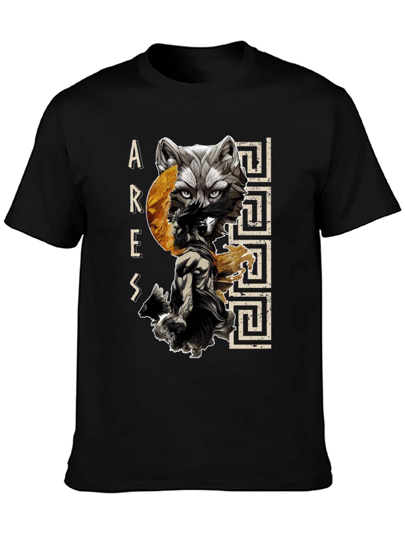 Ares Wolf Graphic T-Shirt - Mens Black Tee