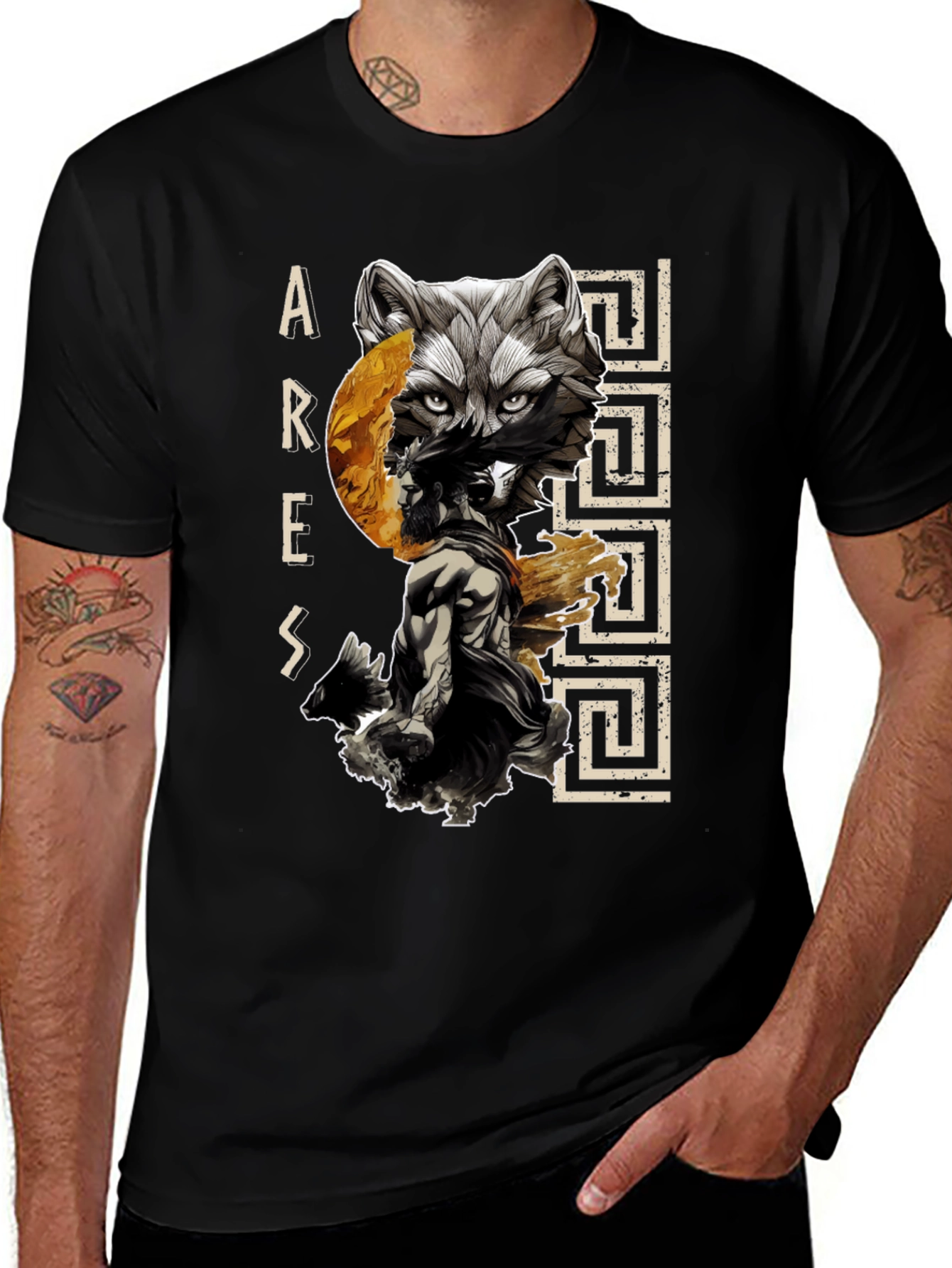 Ares Wolf Graphic T-Shirt - Mens Black Tee