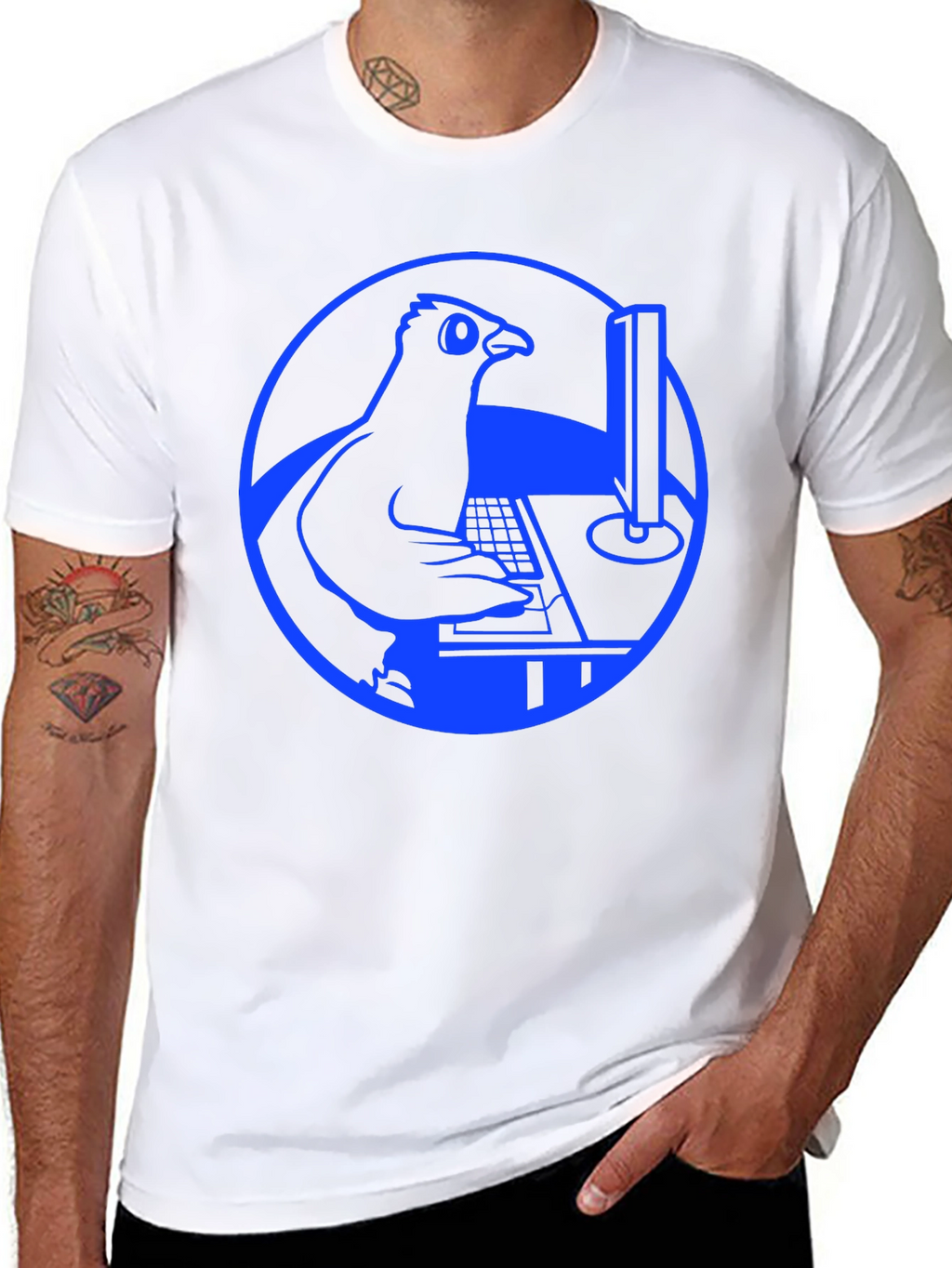 Programmer Pigeon T-Shirt - Blue Design
