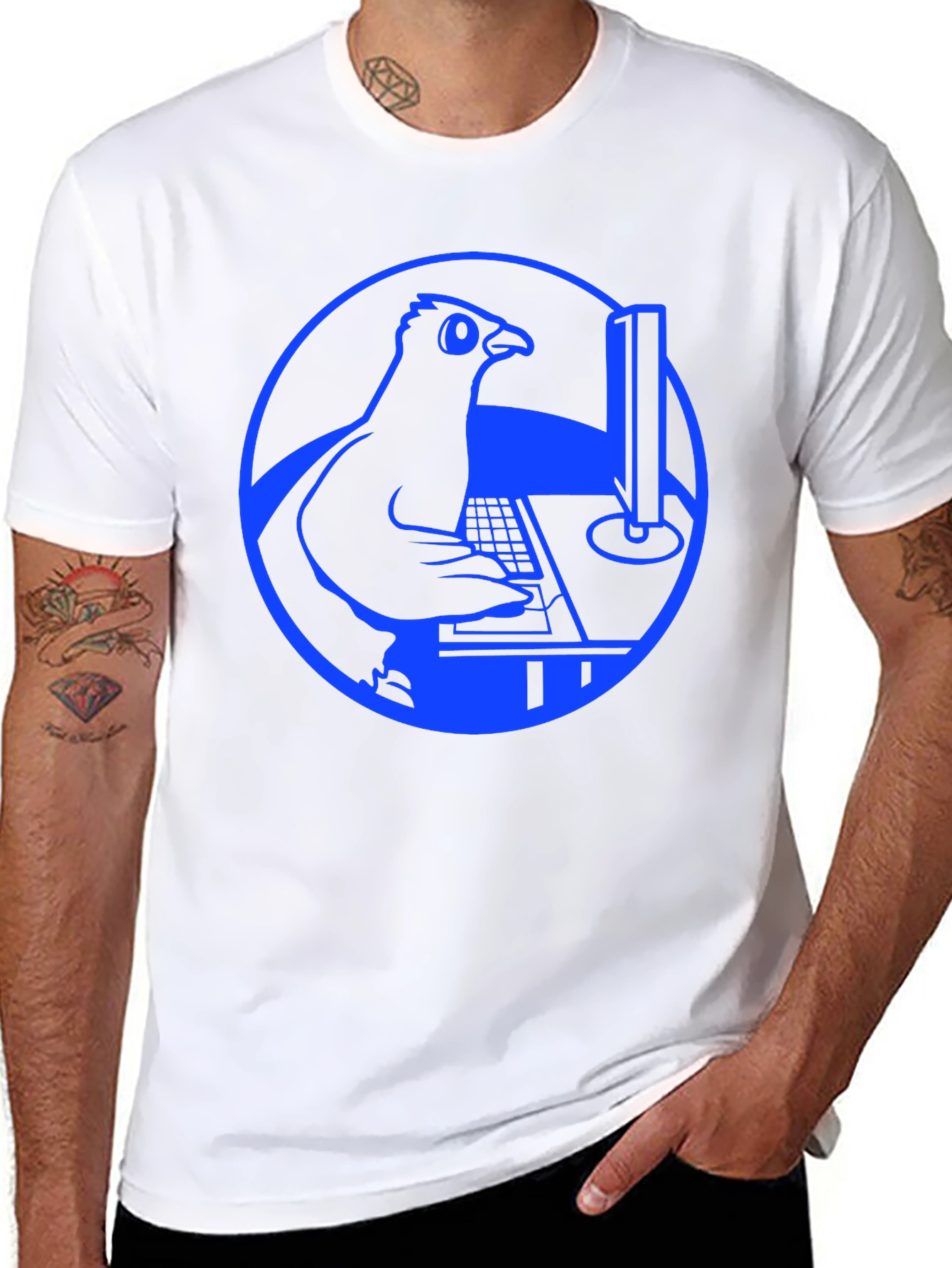 Programmer Pigeon T-Shirt - Blue Design