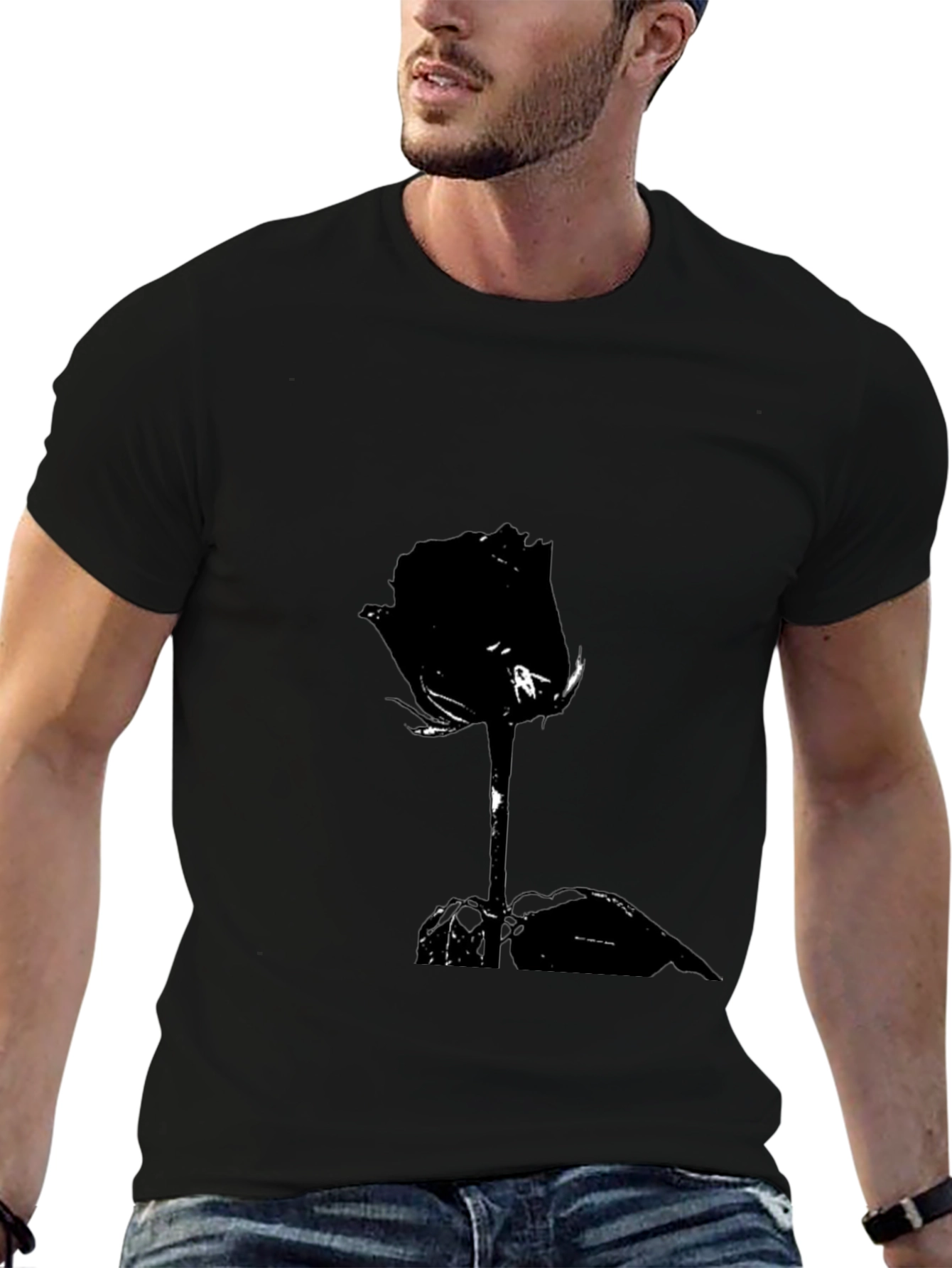 Black Rose Graphic Tee - Stylish Mens T-Shirt
