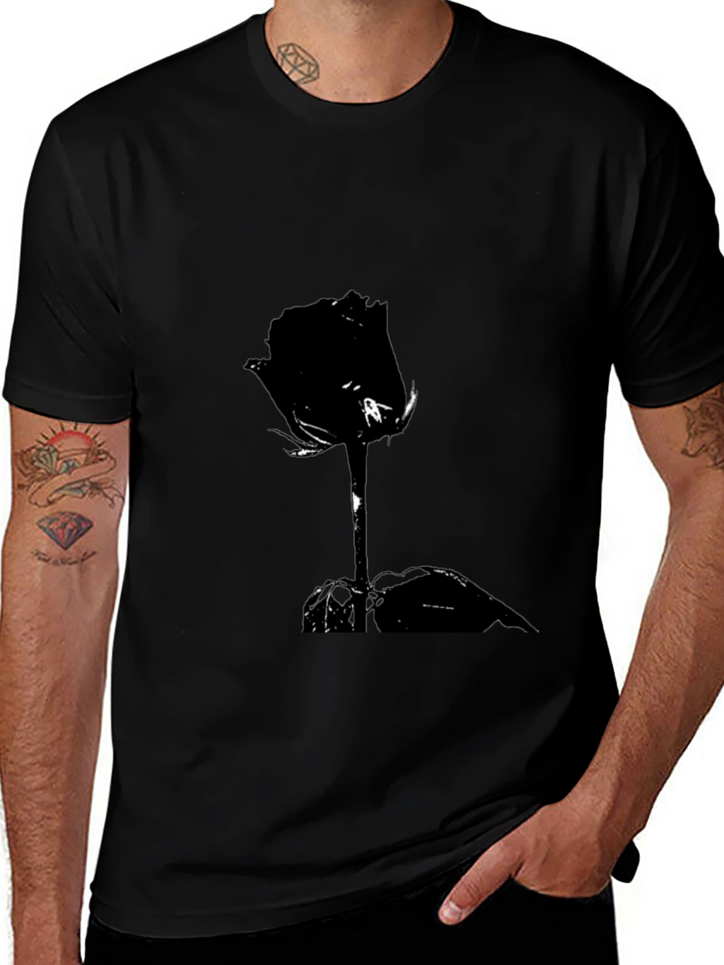 Black Rose Graphic Tee - Stylish Mens T-Shirt