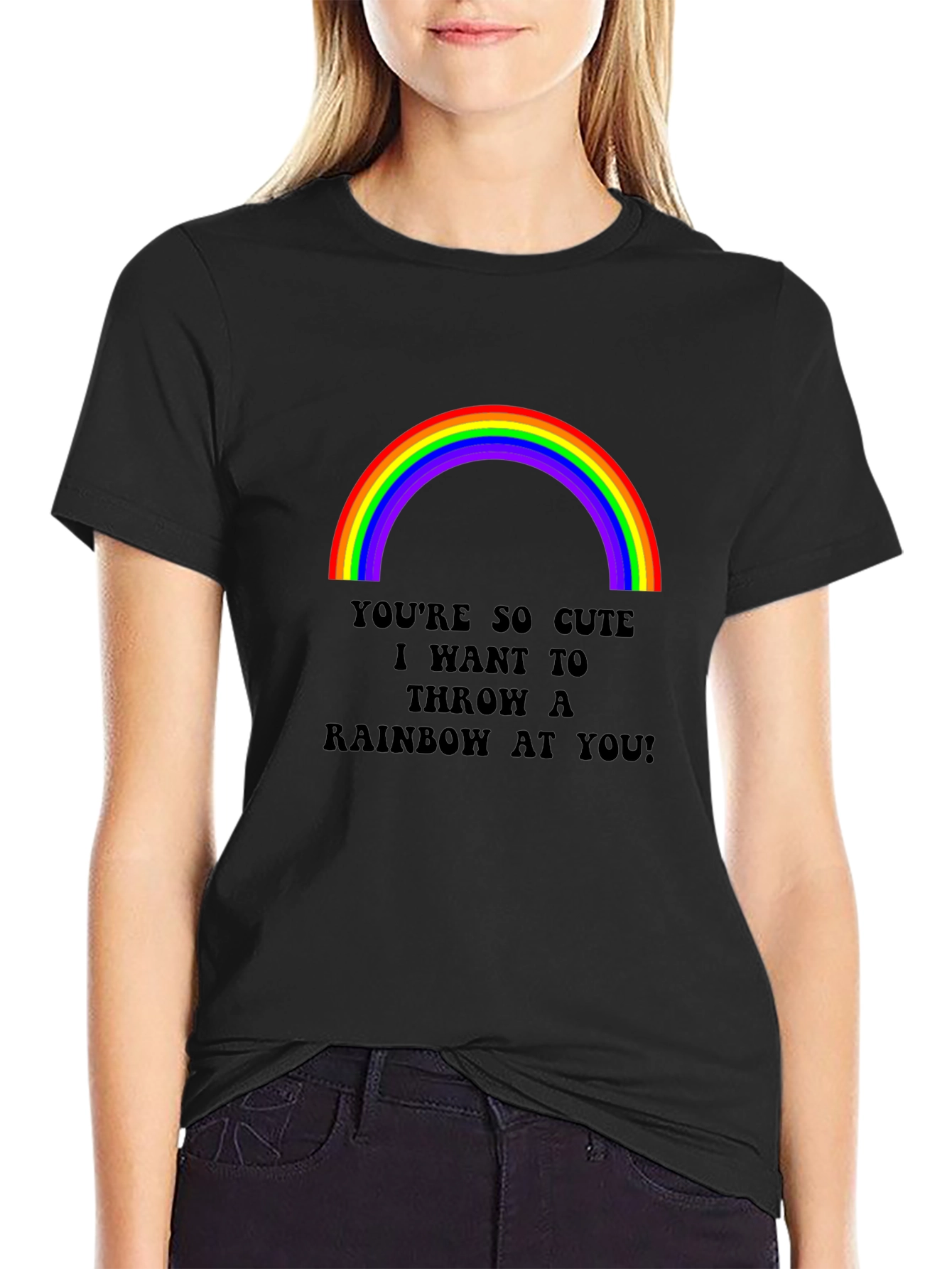 Cute Rainbow Graphic Tee - Throw a Rainbow at You!