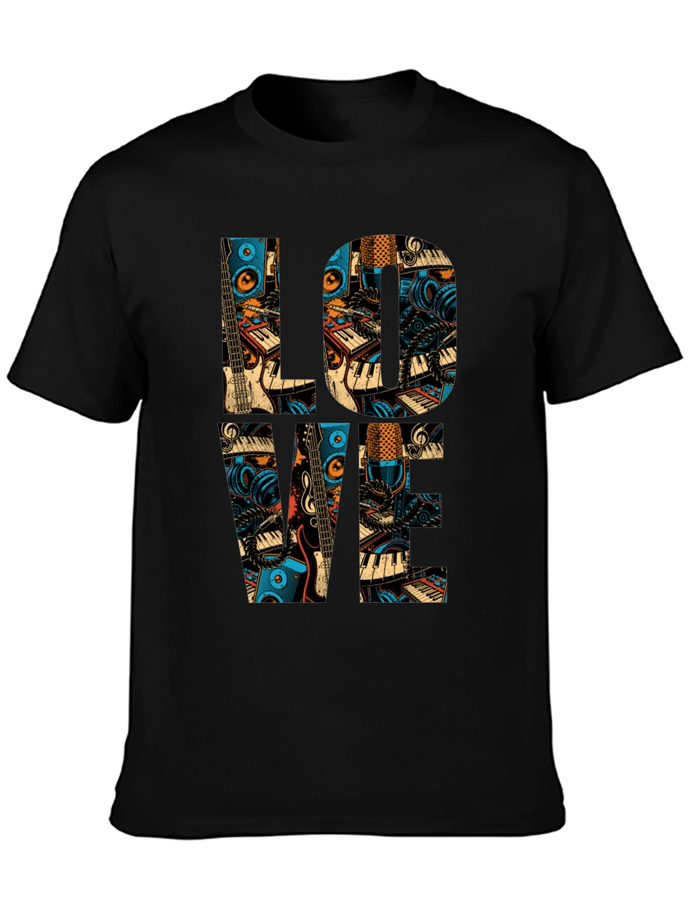 Music Lover Graphic Tee - Black Cotton T-Shirt