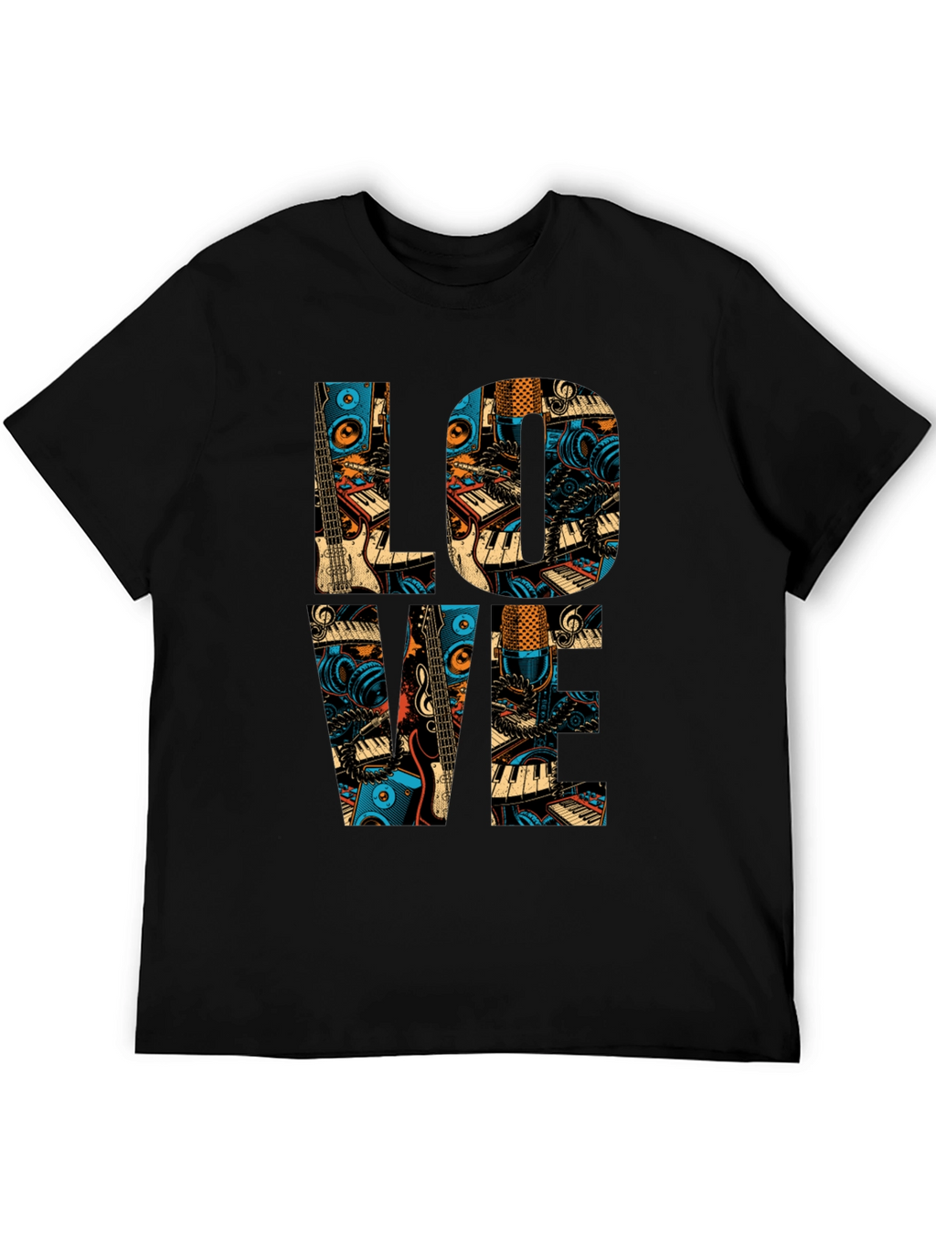 Music Lover Graphic Tee - Black Cotton T-Shirt