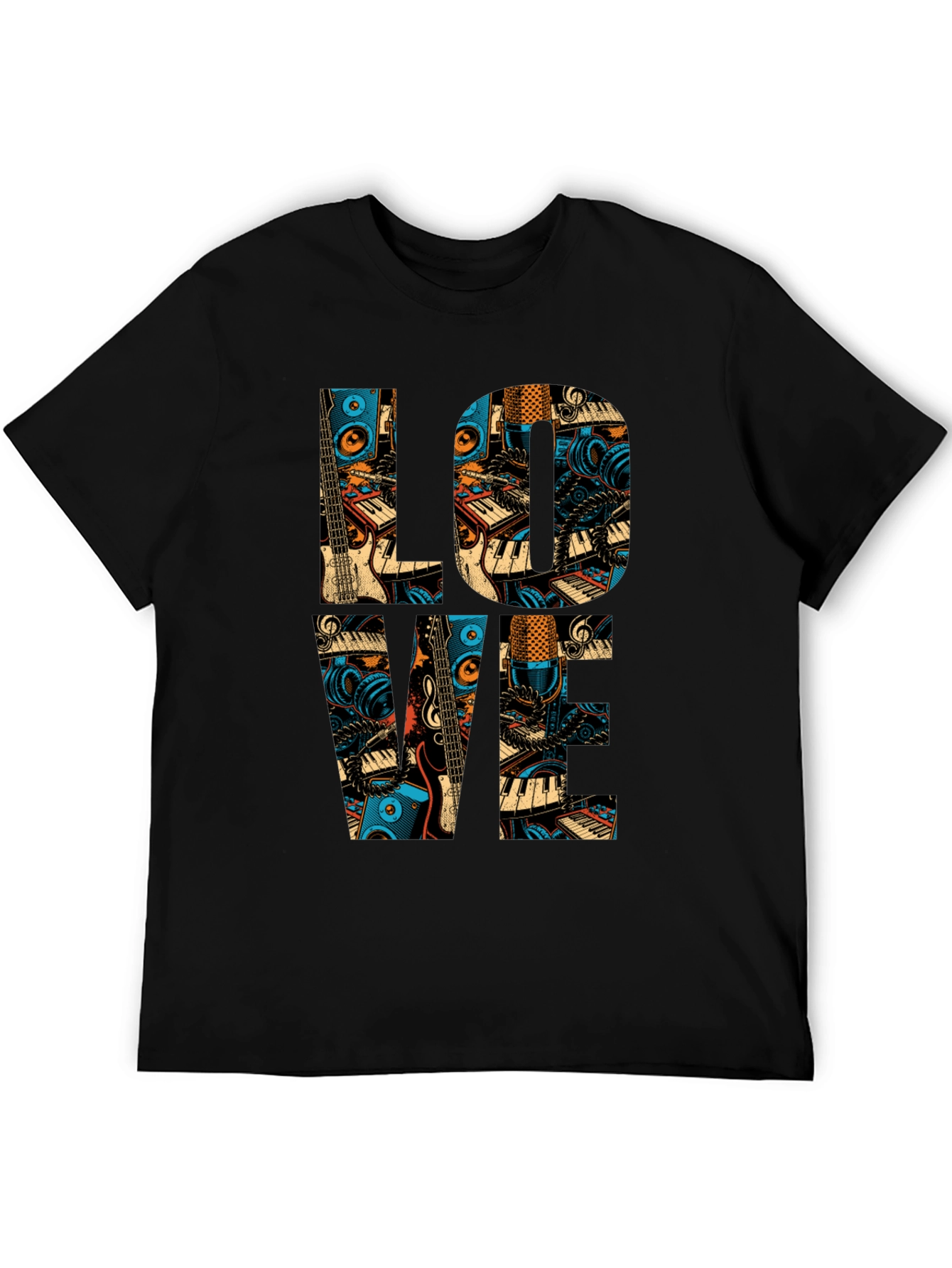 Music Lover Graphic Tee - Black Cotton T-Shirt