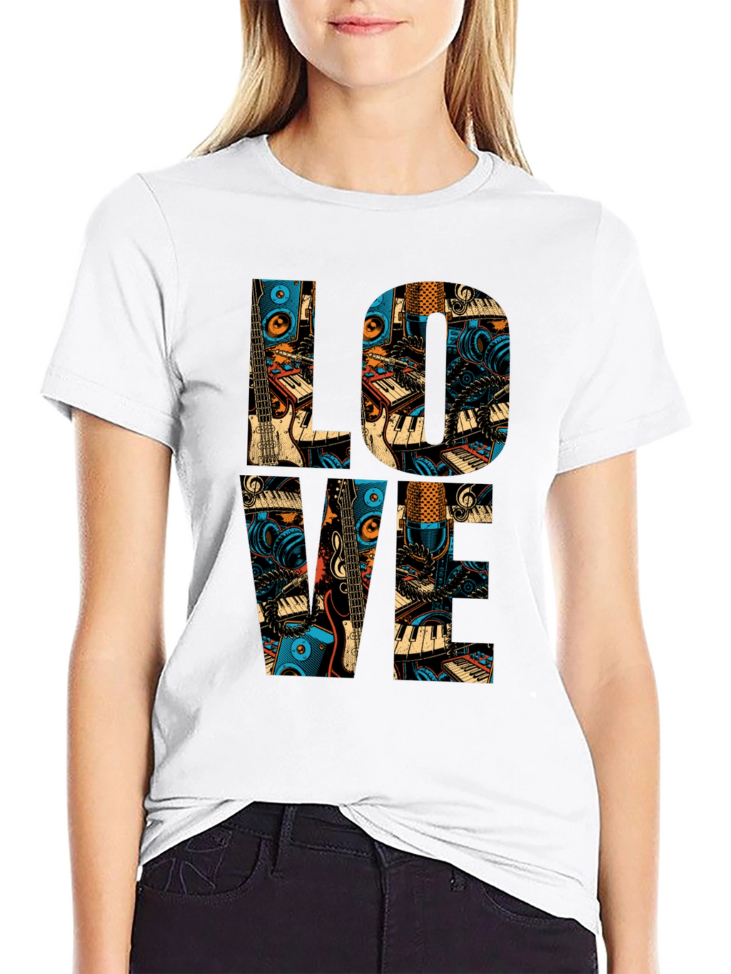 Music Lover Graphic Tee - Black Cotton T-Shirt
