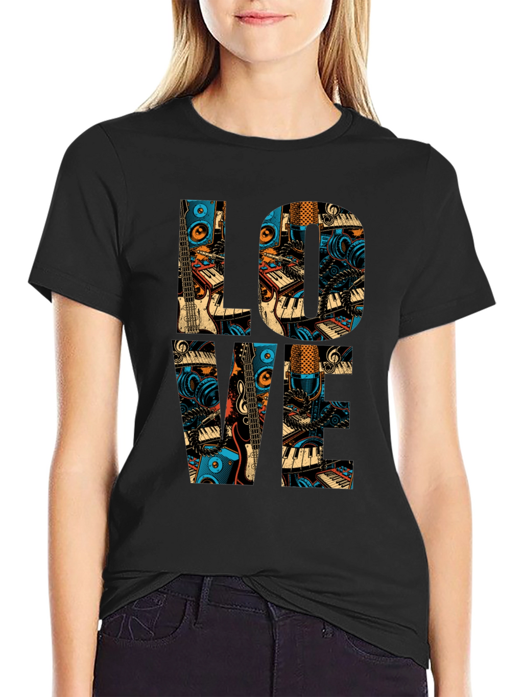 Music Lover Graphic Tee - Black Cotton T-Shirt