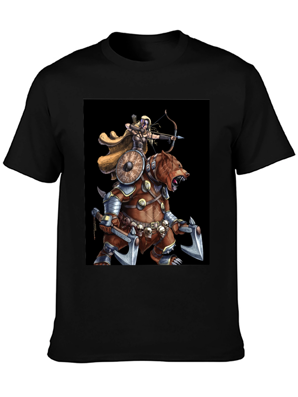 Viking Archer Warrior Riding Armored Bear T-Shirt