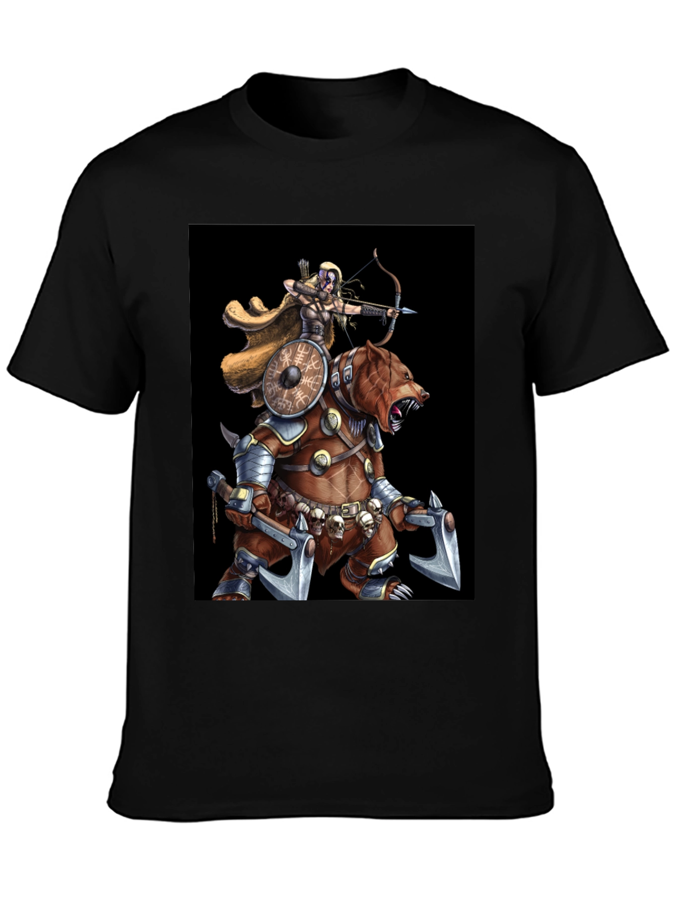 Viking Archer Warrior Riding Armored Bear T-Shirt