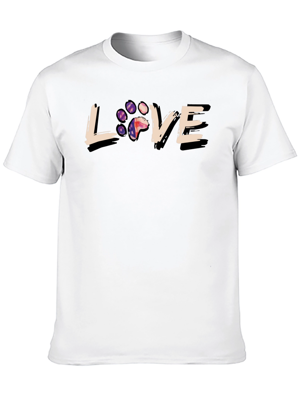 Love Paw Print Graphic T-Shirt - Black