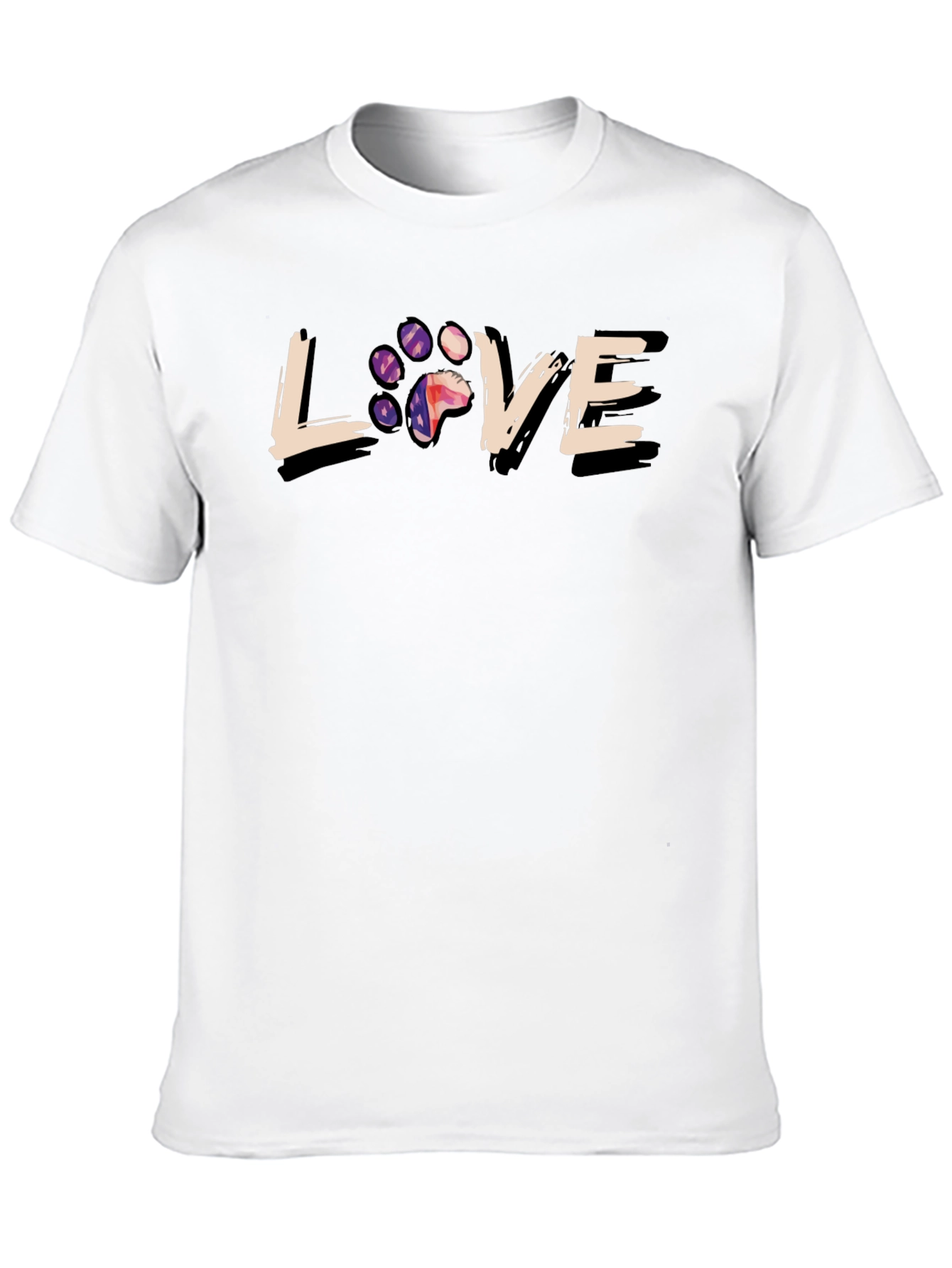 Love Paw Print Graphic T-Shirt - Black
