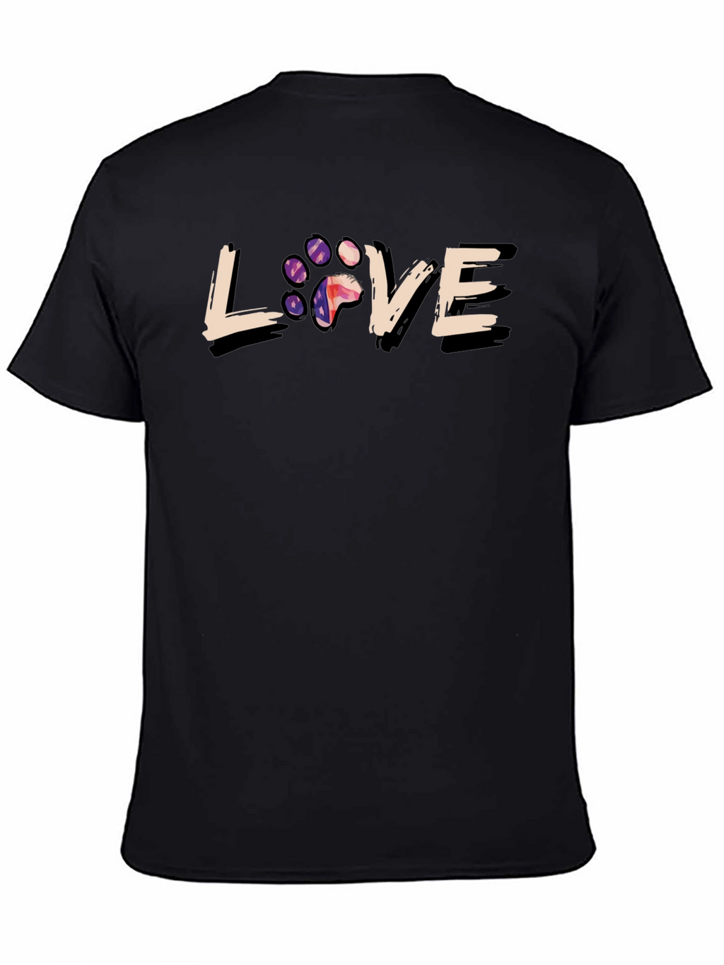 Love Paw Print Graphic T-Shirt - Black