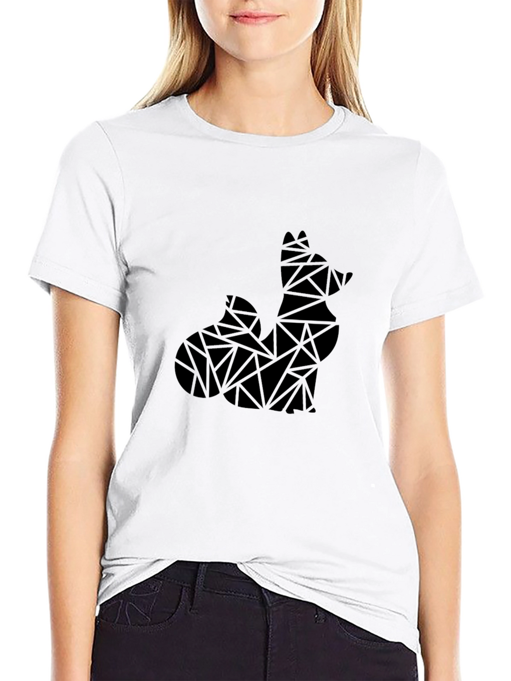 Geometric Fox Black T-Shirt