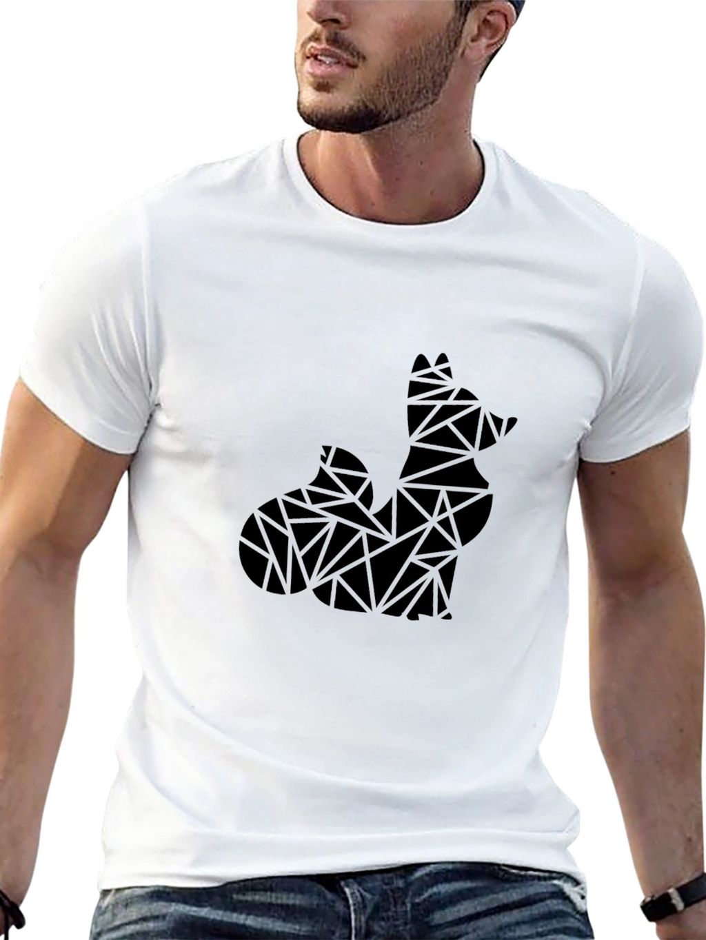 Geometric Fox Black T-Shirt