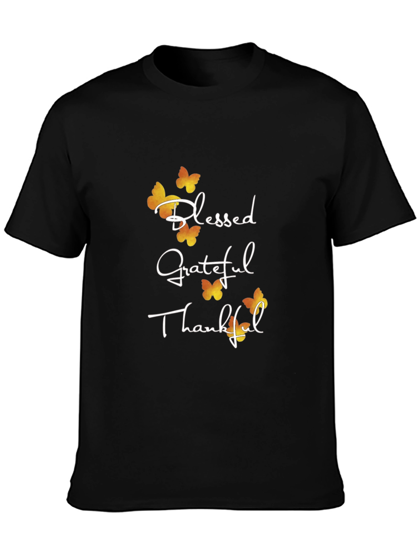 Blessed Grateful Thankful Butterfly Graphic T-Shirt