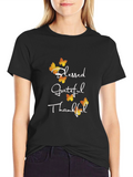 Blessed Grateful Thankful Butterfly Graphic T-Shirt