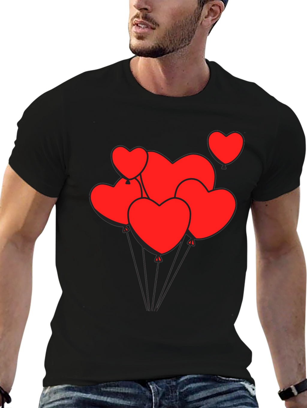 Heart Balloon Graphic Tee - Black