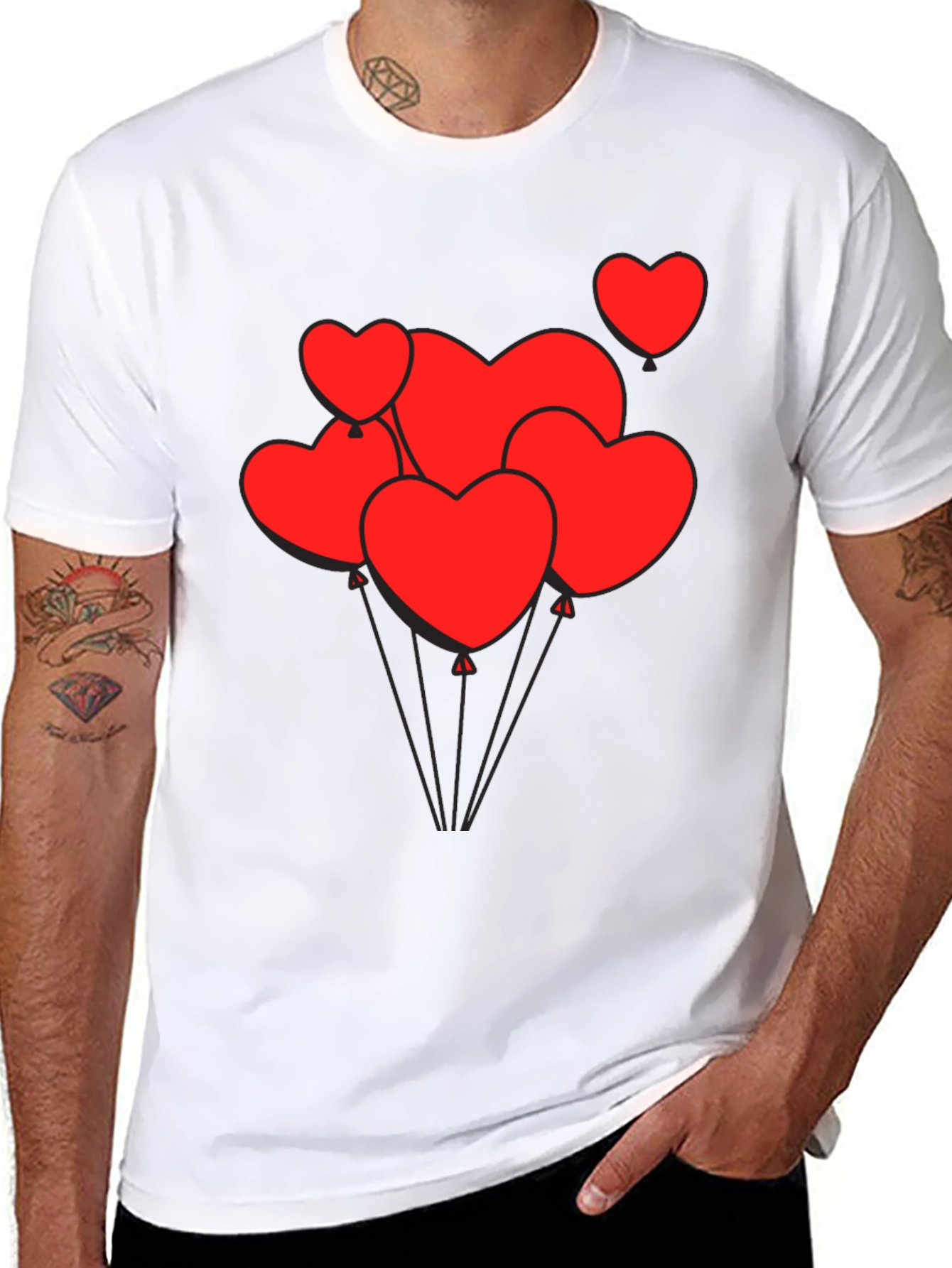 Heart Balloon Graphic Tee - Black