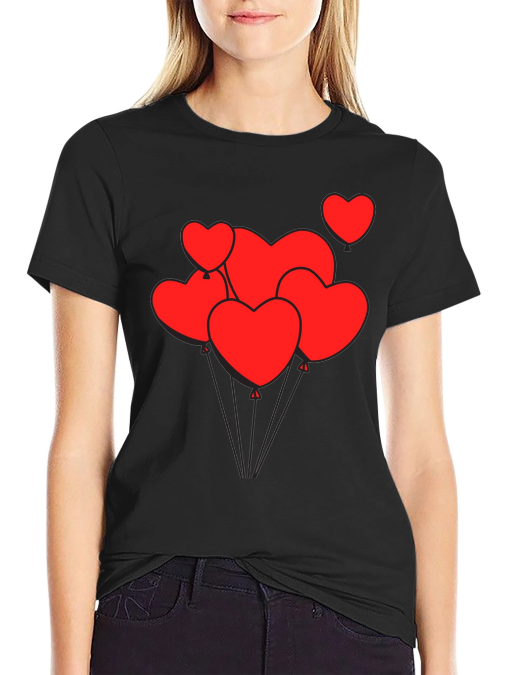 Heart Balloon Graphic Tee - Black