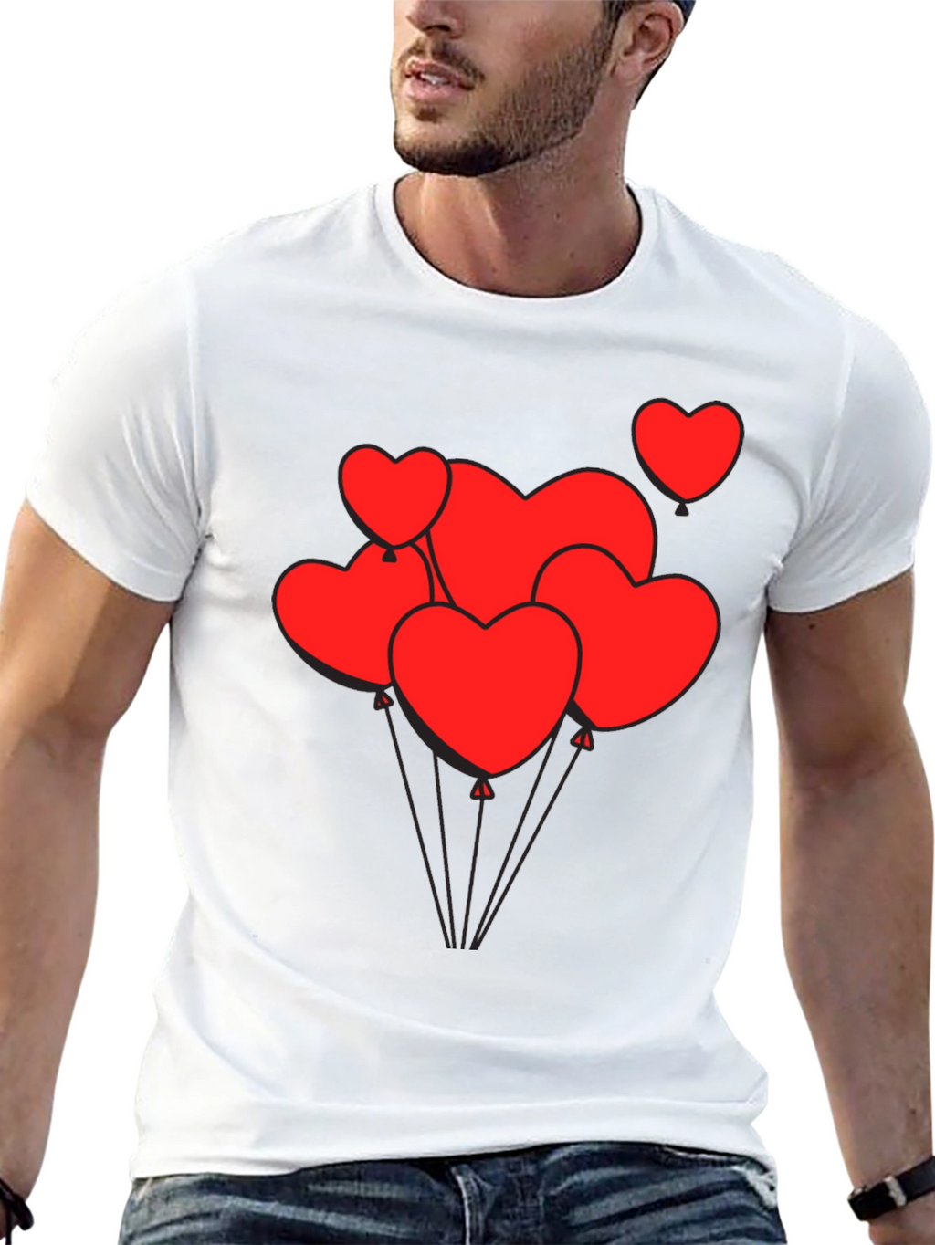 Heart Balloon Graphic Tee - Black