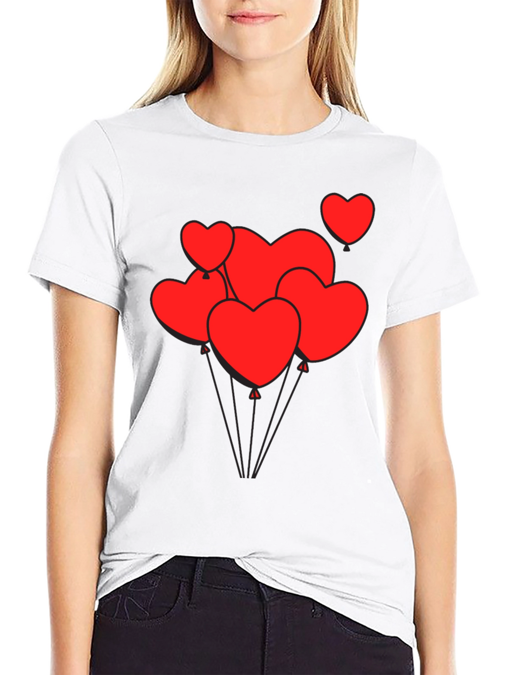 Heart Balloon Graphic Tee - Black