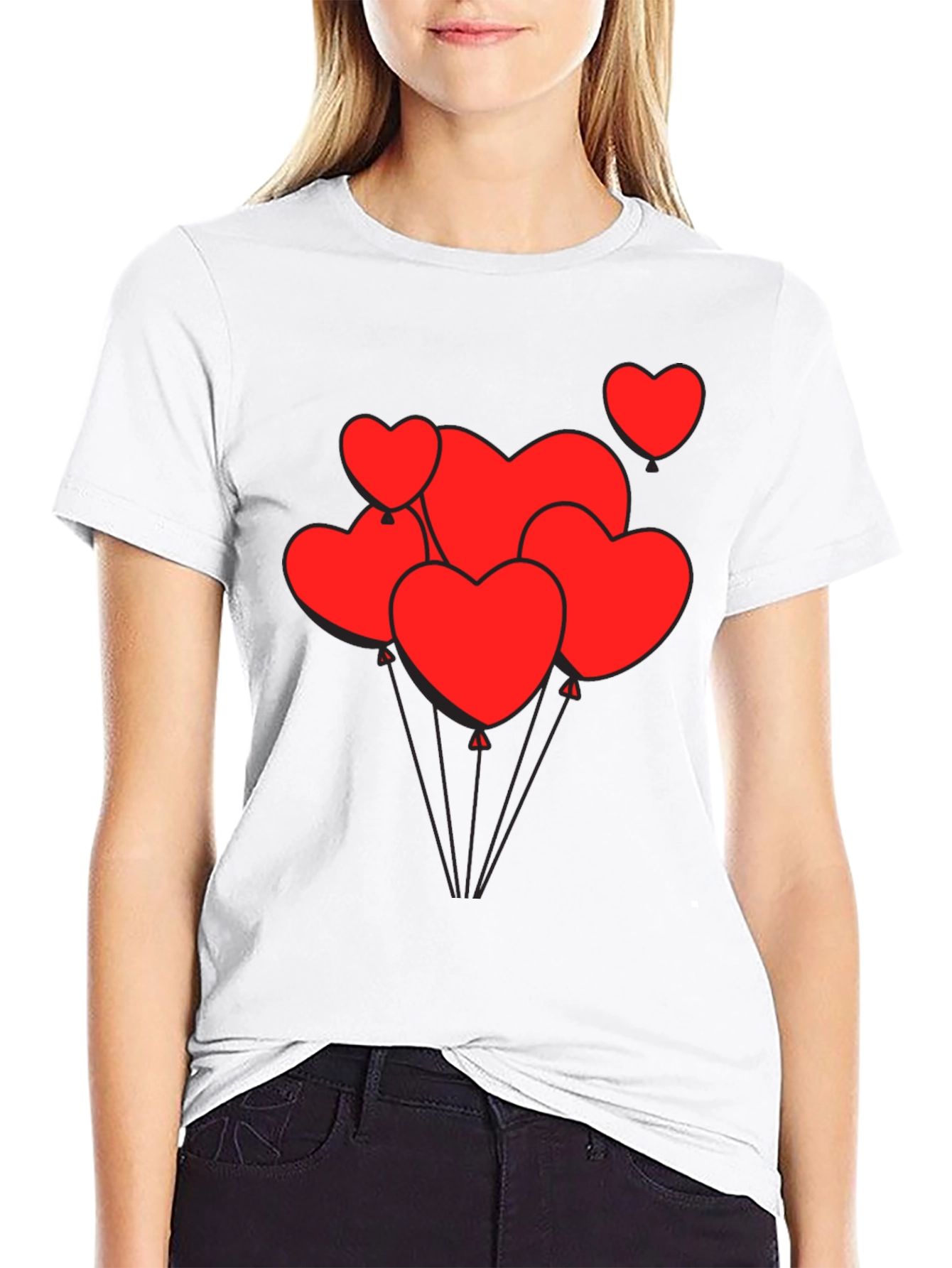 Heart Balloon Graphic Tee - Black