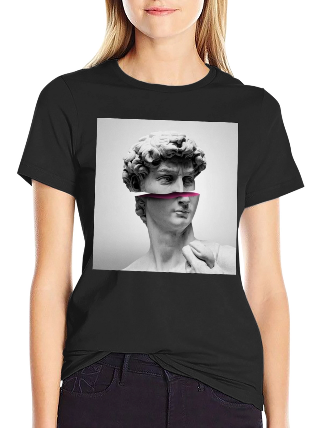 David Bust Graphic Print Black T-Shirt