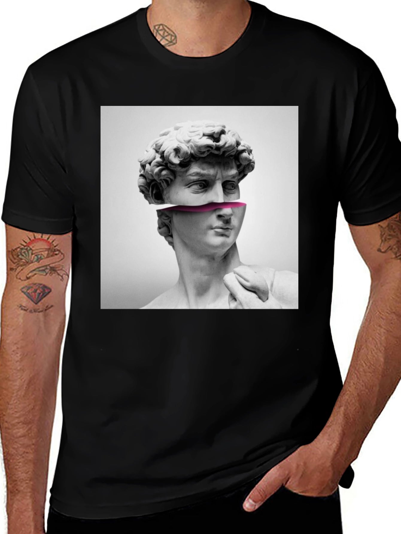 David Bust Graphic Print Black T-Shirt