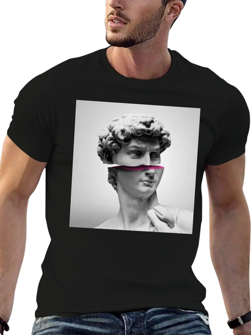 David Bust Graphic Print Black T-Shirt