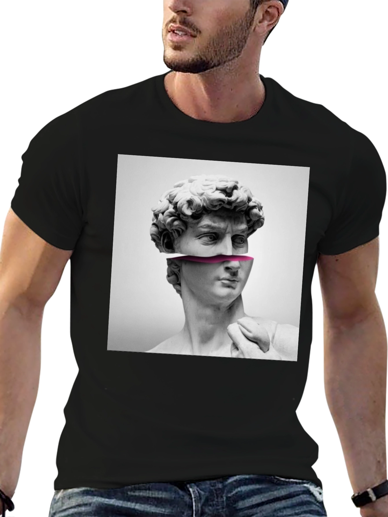 David Bust Graphic Print Black T-Shirt