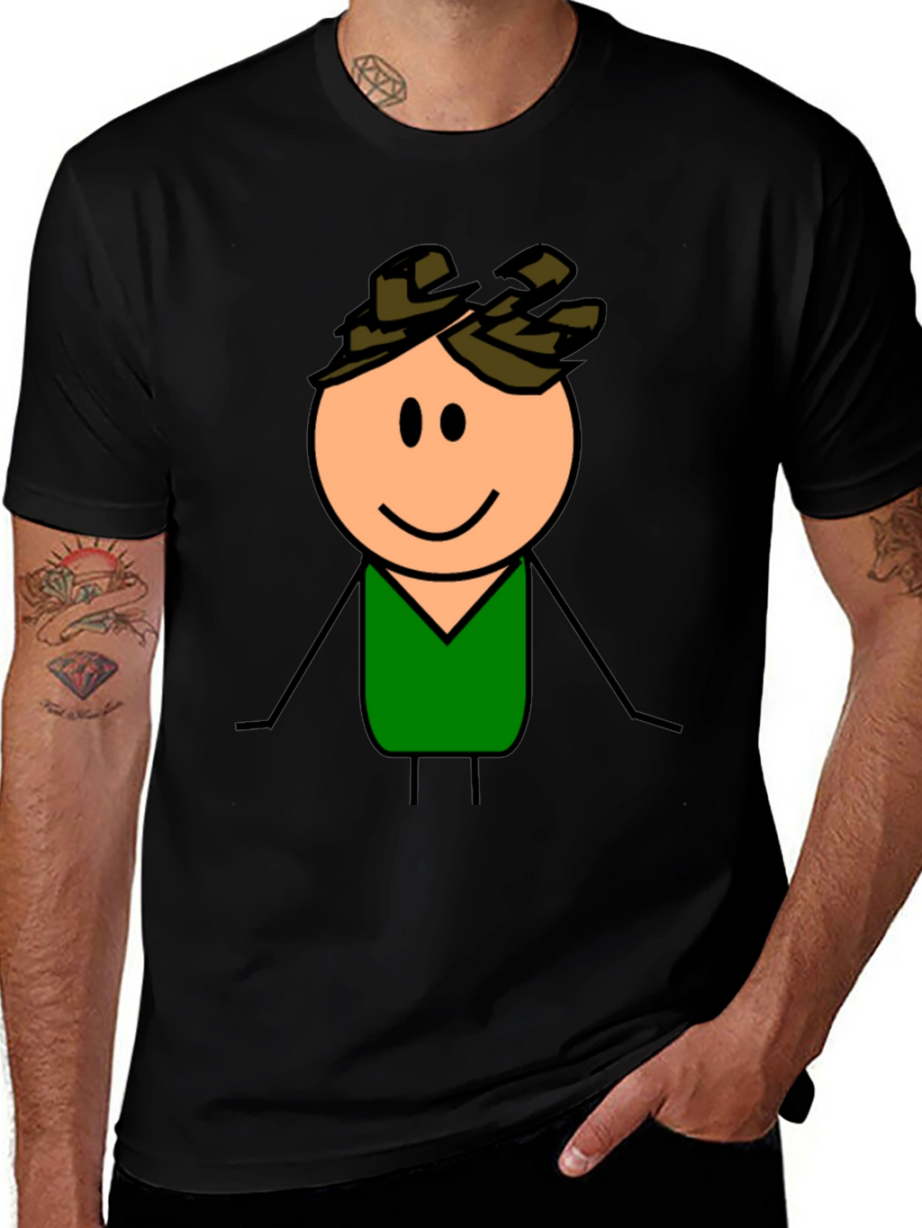 Cartoon Character Graphic T-Shirt - Black