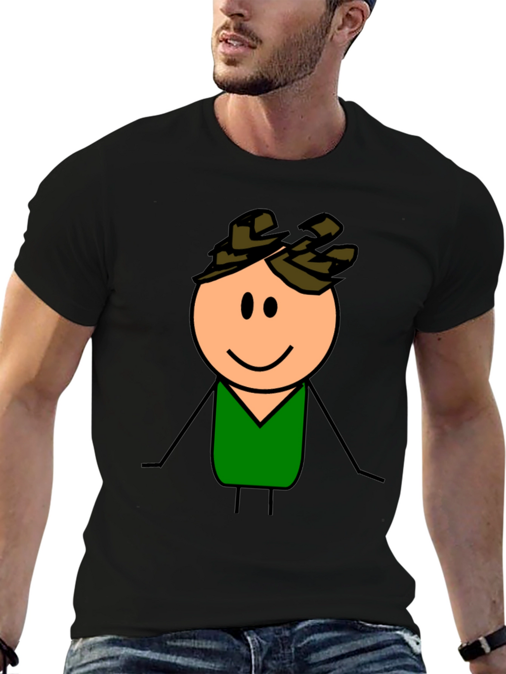 Cartoon Character Graphic T-Shirt - Black