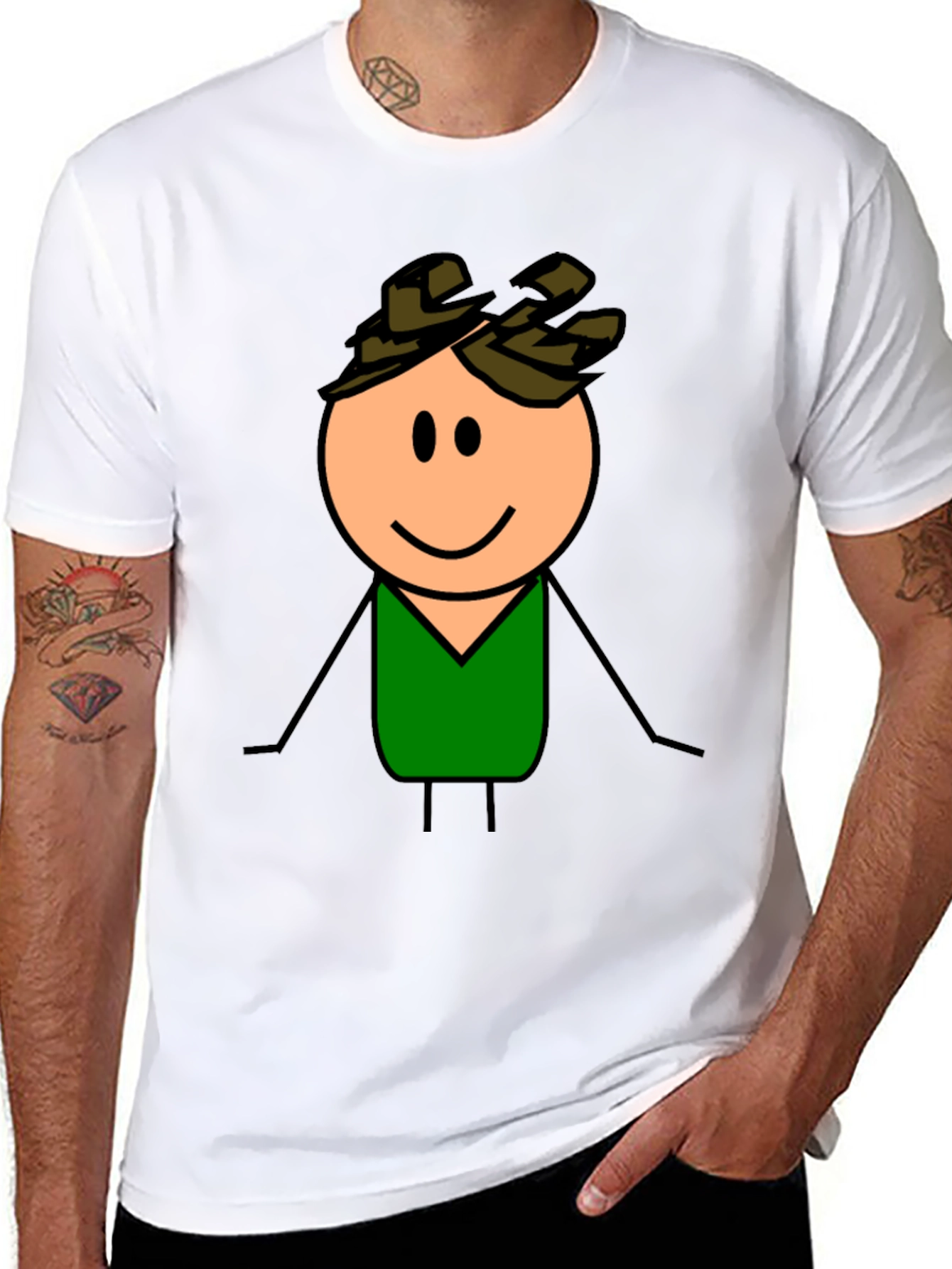 Cartoon Character Graphic T-Shirt - Black