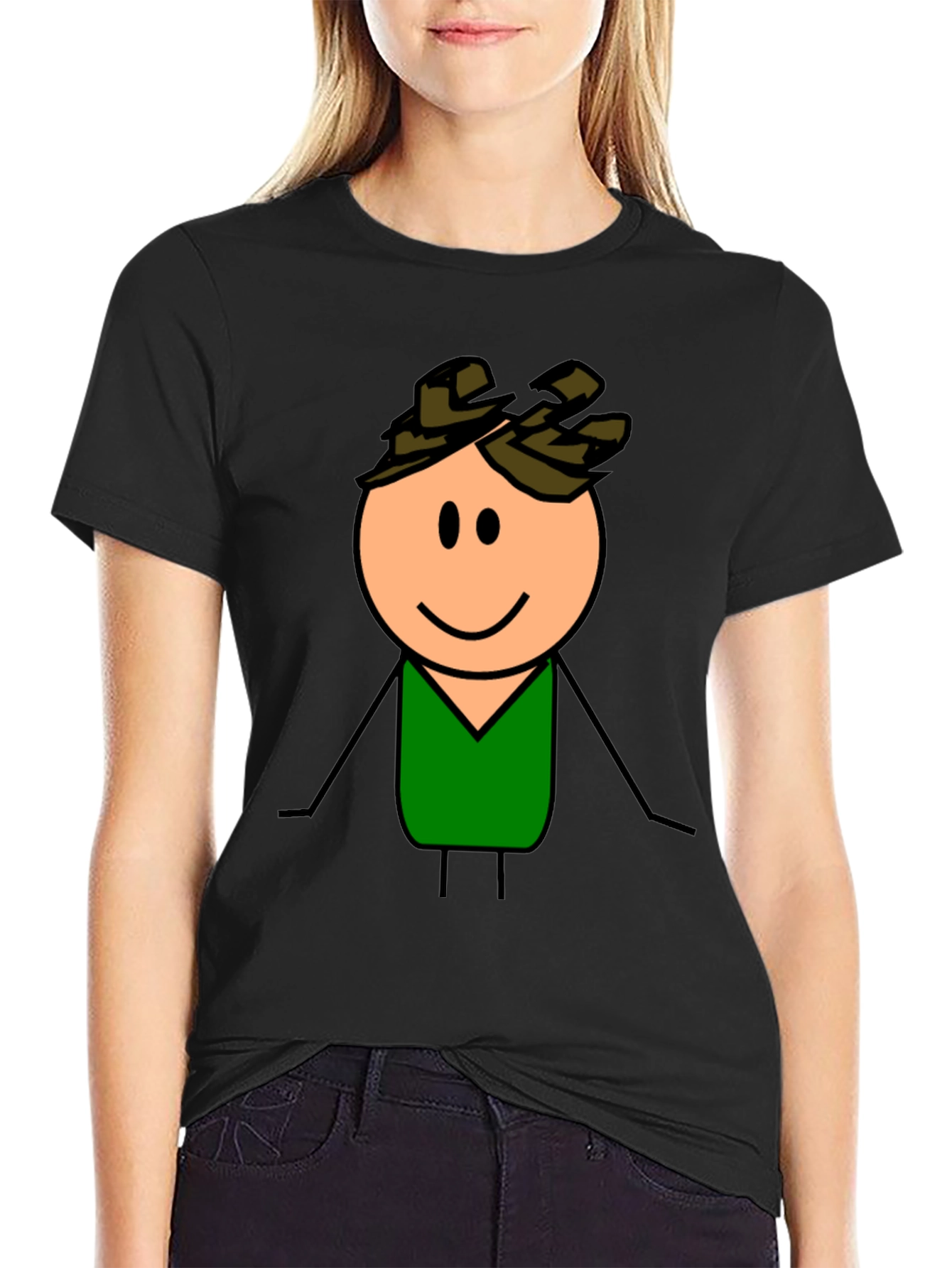 Cartoon Character Graphic T-Shirt - Black