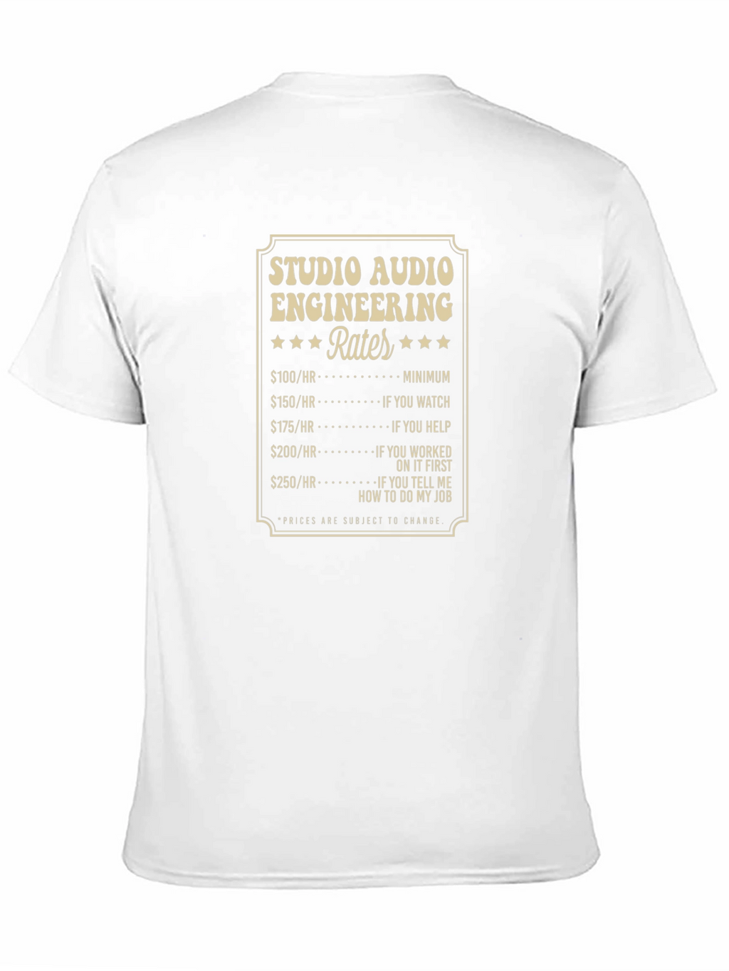 Studio Audio Engineering Rates Graphic Tee