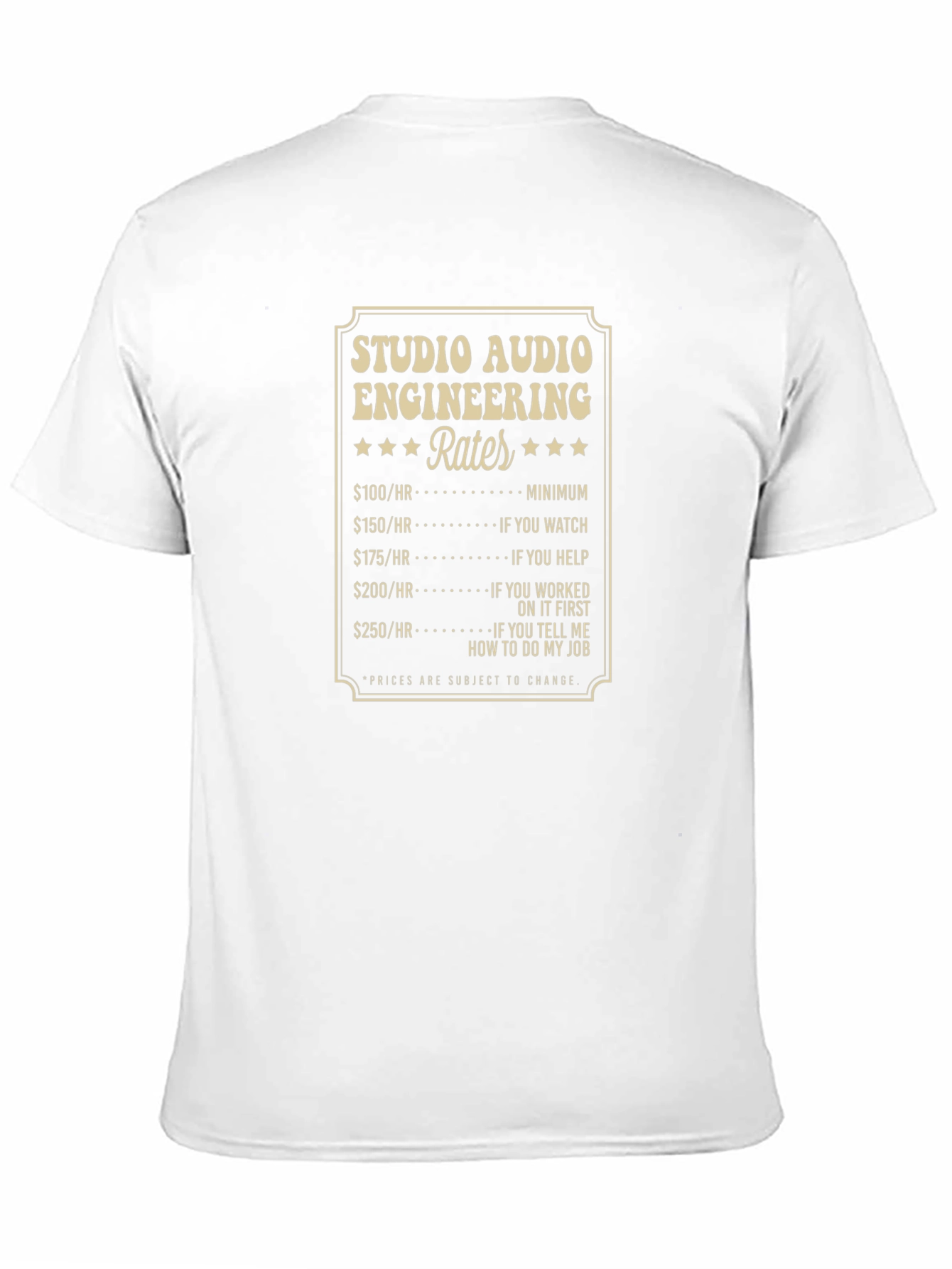Studio Audio Engineering Rates Graphic Tee