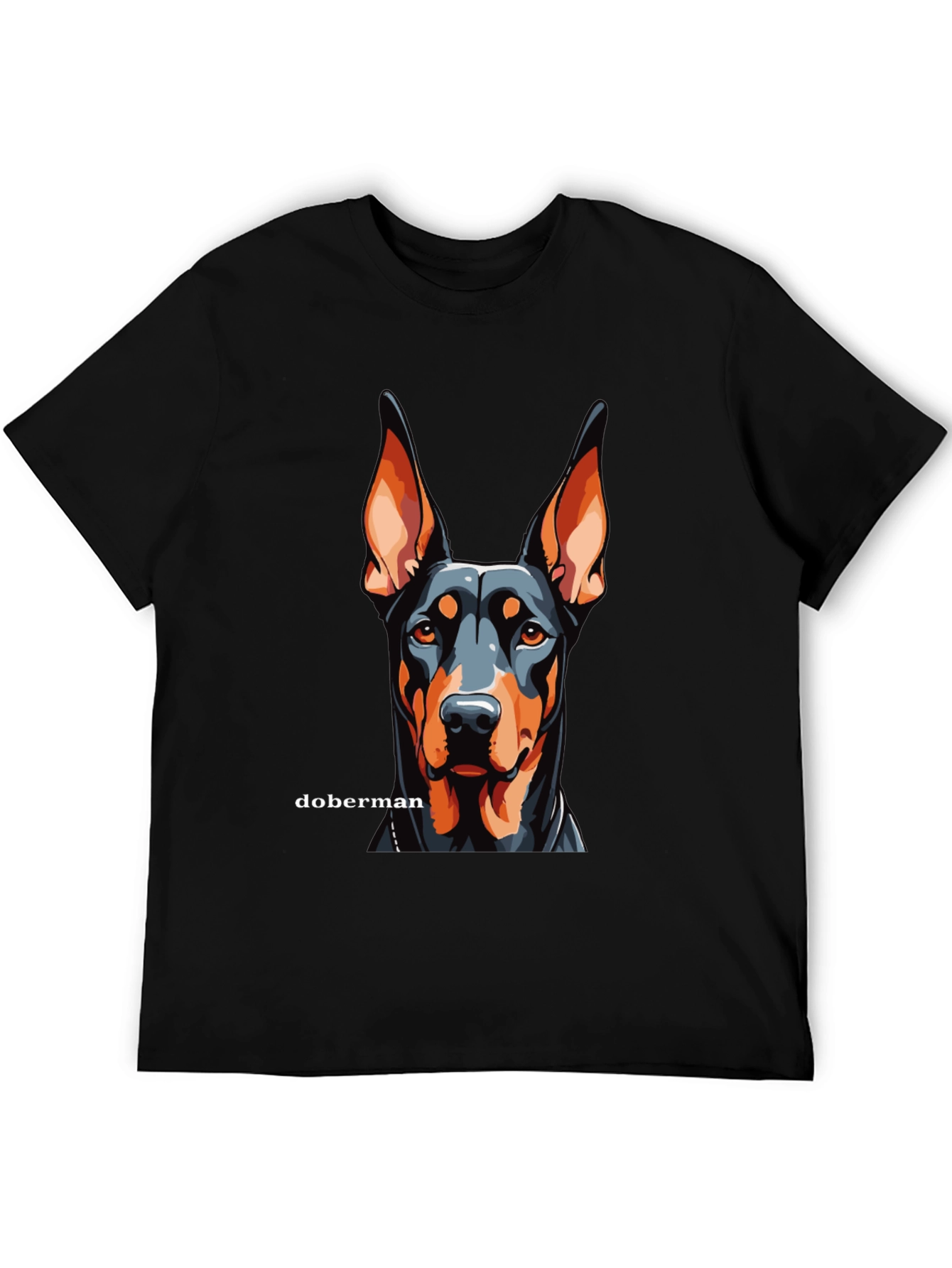 Doberman Dog Graphic Black T-Shirt - Canine Lover Tee