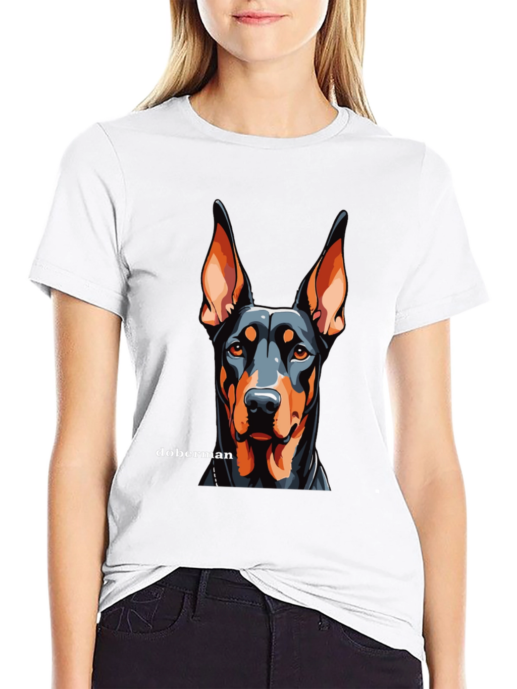 Doberman Dog Graphic Black T-Shirt - Canine Lover Tee