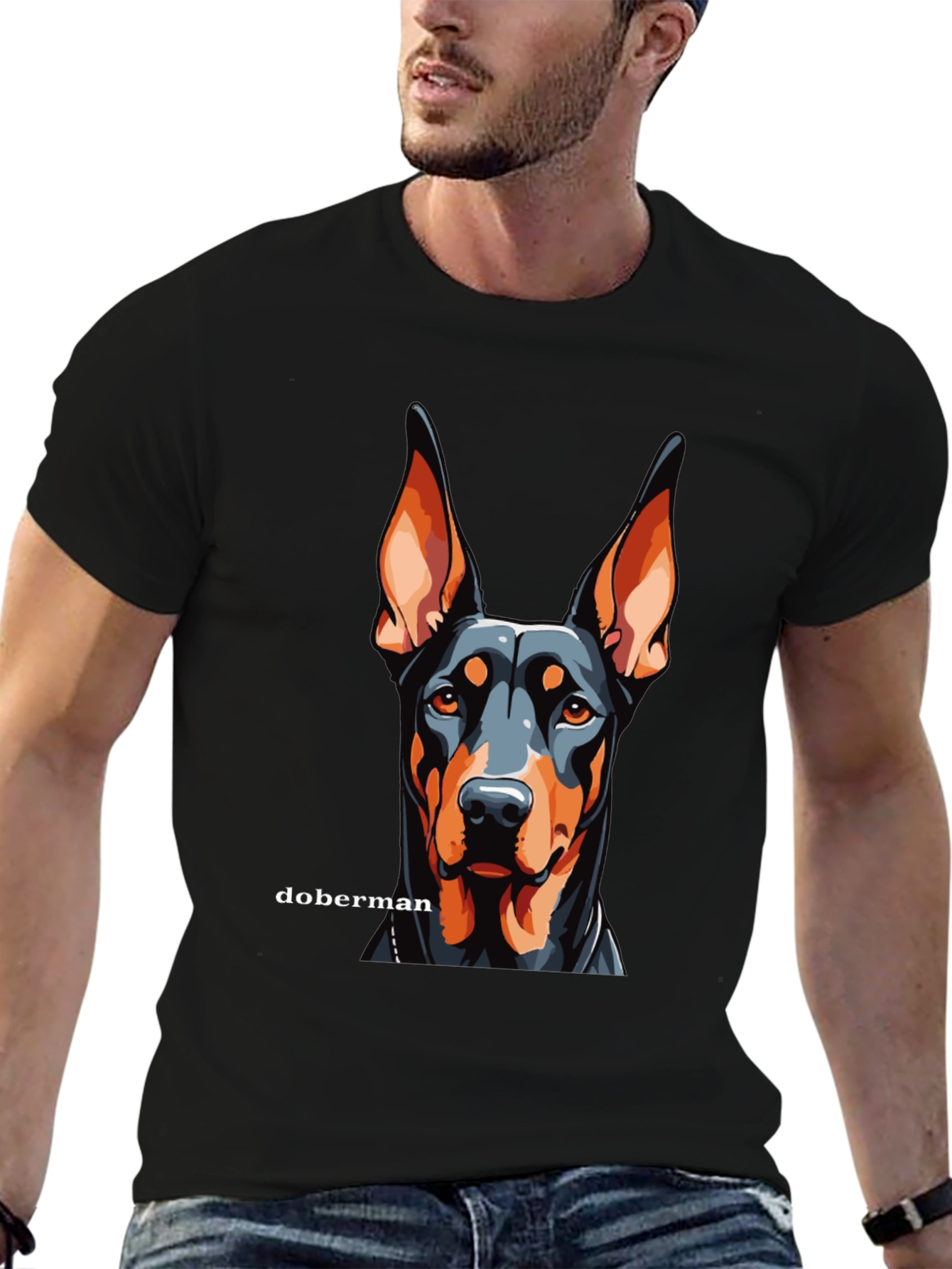 Doberman Dog Graphic Black T-Shirt - Canine Lover Tee