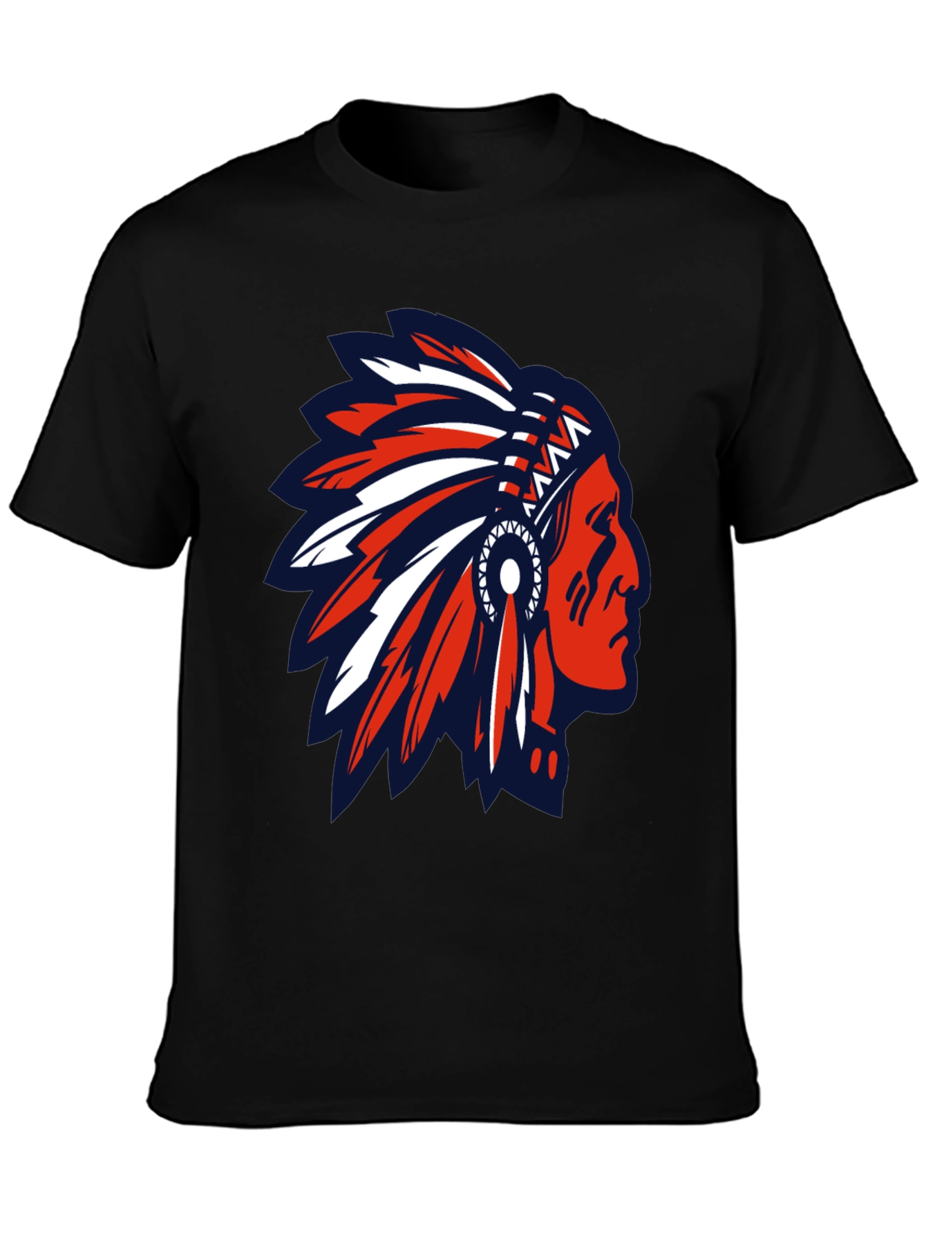 Native American Headdress Graphic Tee - Black