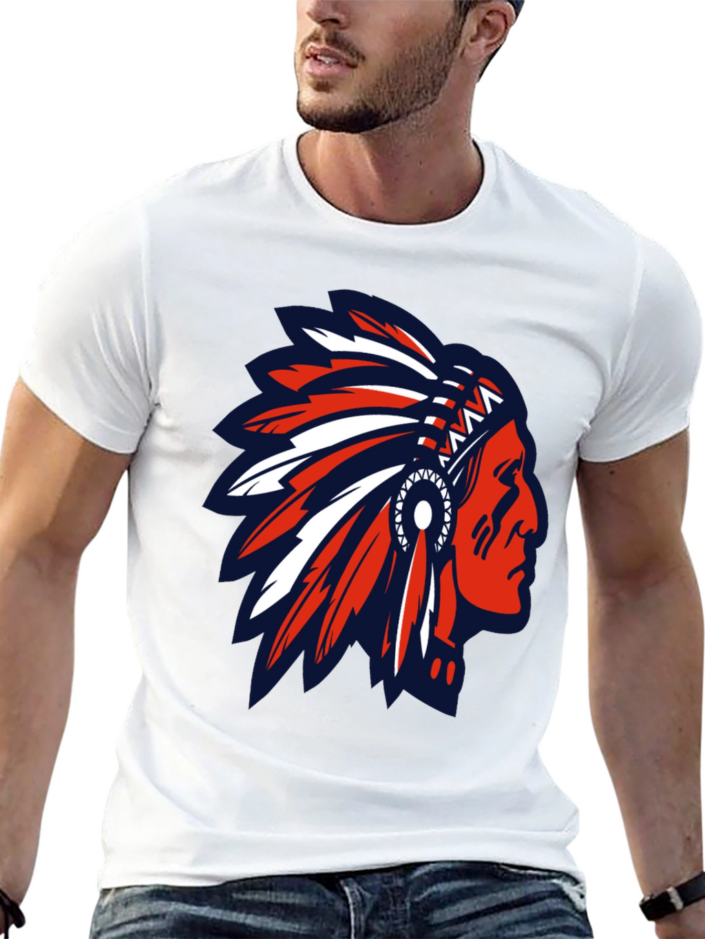 Native American Headdress Graphic Tee - Black