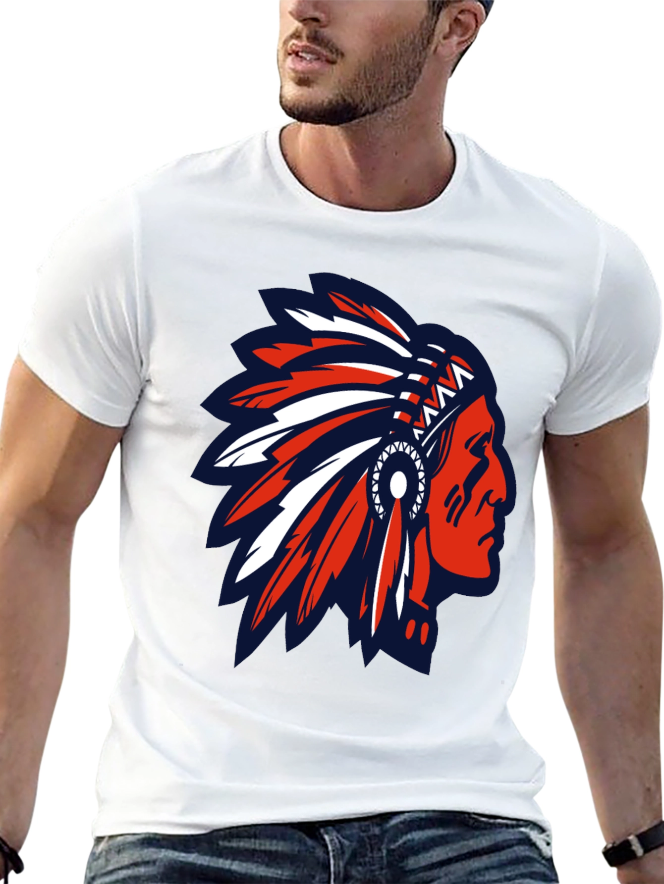 Native American Headdress Graphic Tee - Black