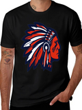 Native American Headdress Graphic Tee - Black