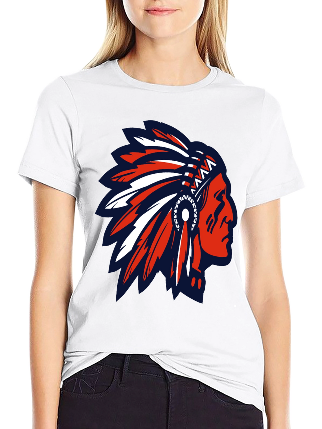 Native American Headdress Graphic Tee - Black
