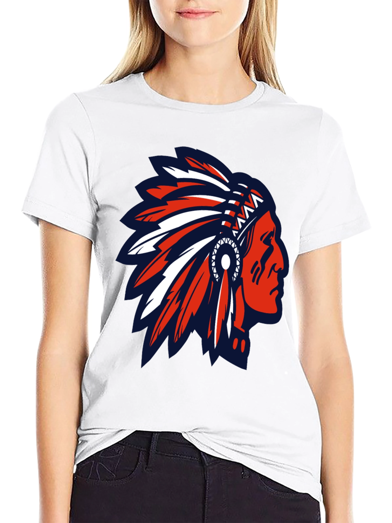 Native American Headdress Graphic Tee - Black
