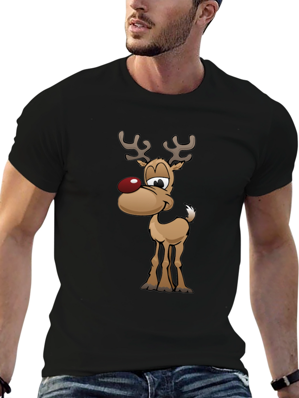 Festive Reindeer Graphic Tee - Holiday Fun!