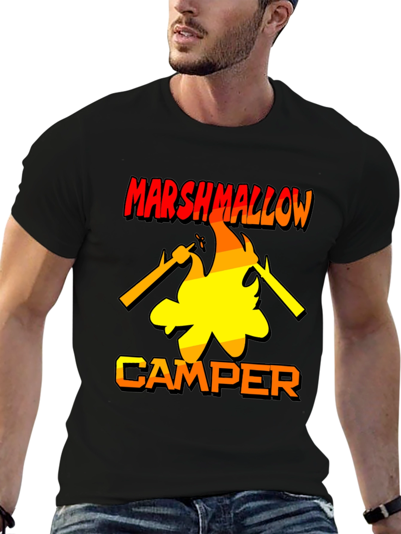 Marshmallow Camper T-Shirt - Bonfire Camping Tee