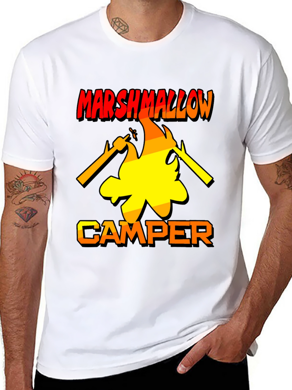 Marshmallow Camper T-Shirt - Bonfire Camping Tee