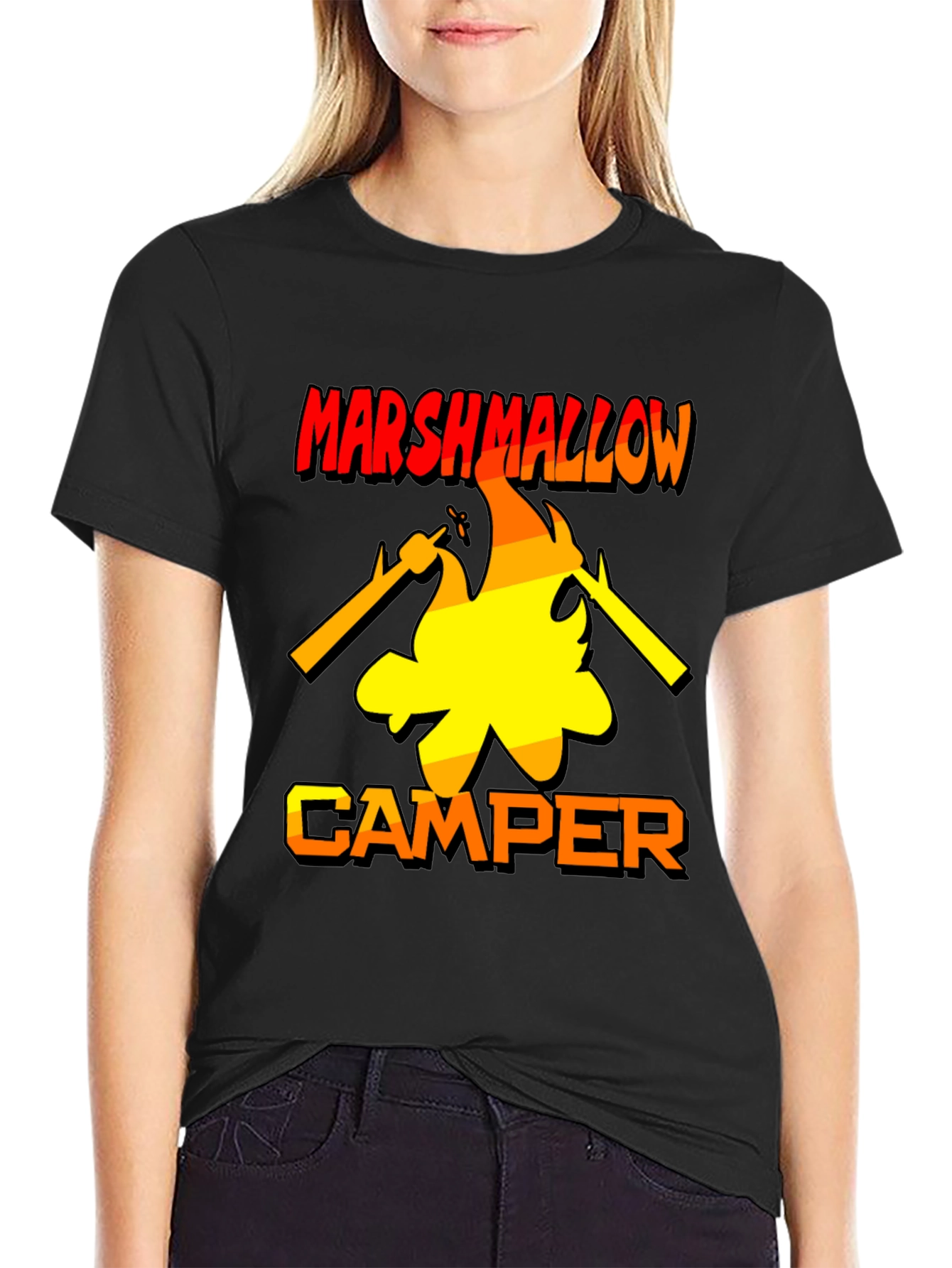 Marshmallow Camper T-Shirt - Bonfire Camping Tee